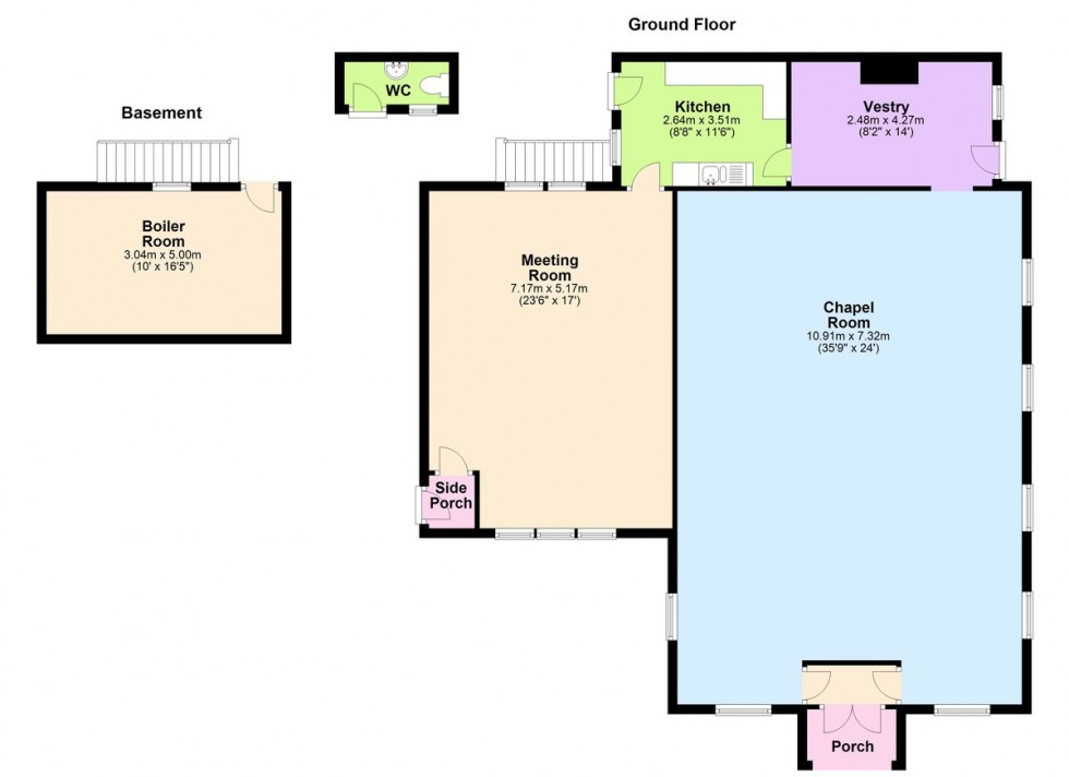 Floorplan for Aysgarth Methodist Chapel, Aysgarth, Wensleydale