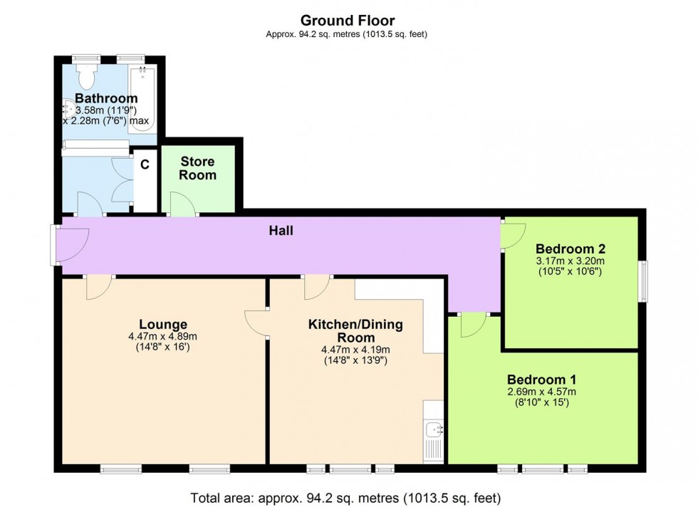 Floorplan for Apartment 2, Draycott Hall, Fremington, Swaledale