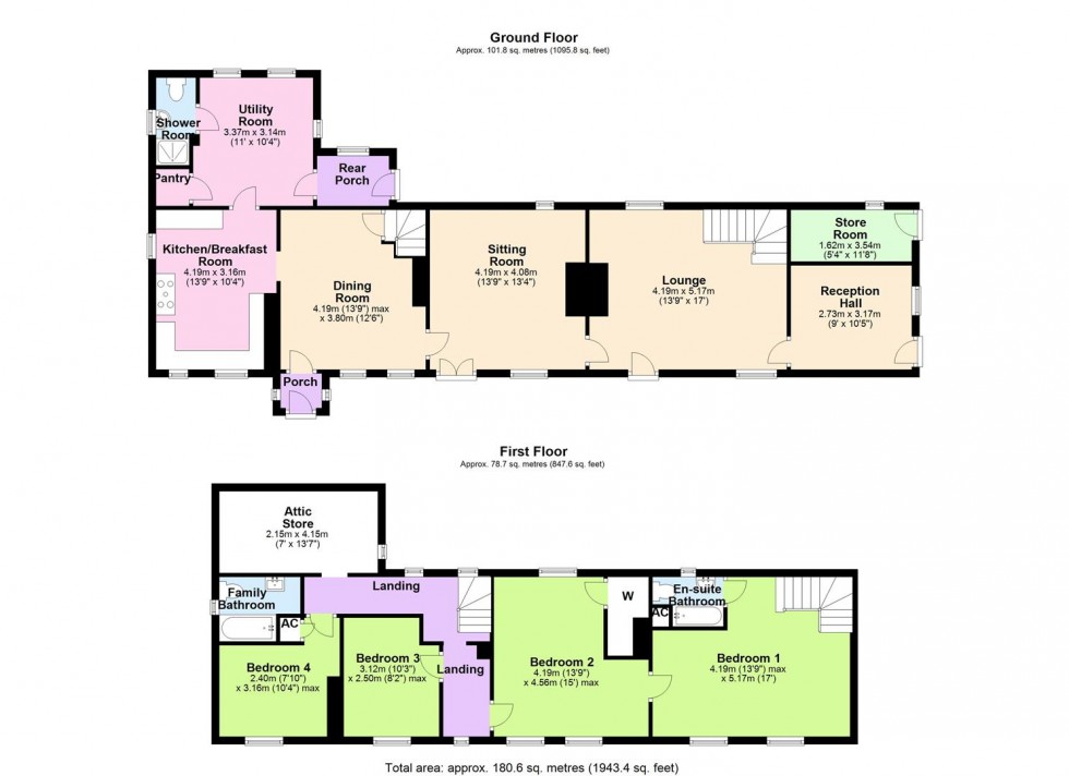 Floorplan for Green Head Cottage, Marsett, Nr Bainbridge, Wensleydale