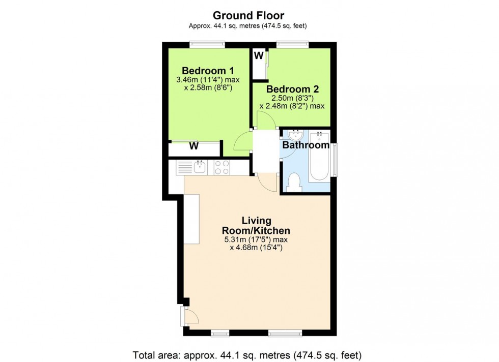 Floorplan for Flat R, Wynd House, Castle Wynd, Richmond