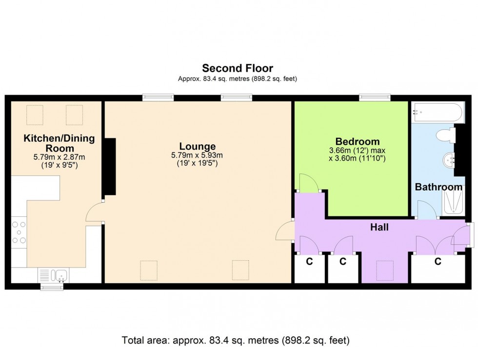 Floorplan for Apartment 21, The Convent, Reeth Road, Richmond