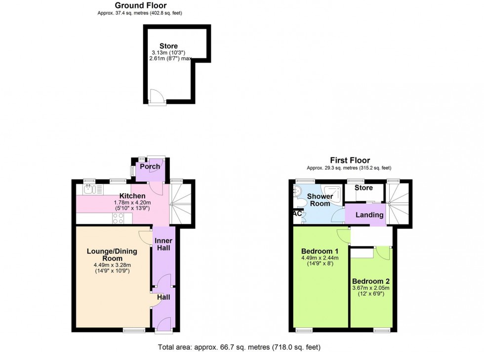 Floorplan for The Cottage, 130 Main Street, Askrigg